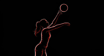 Volleyball athlete highlighted in neon prepares to set the ball for a powerful play