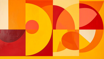 Obraz premium Vibrant abstract geometric background pattern with red, orange, and yellow warm color. Modern art shapes create dynamic and energetic feeling for creative design projects
