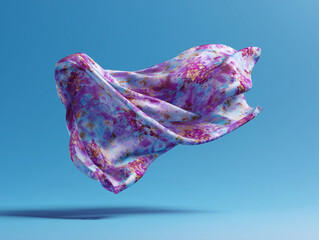 silk scarf mockup floating in air, edge drift motion effect