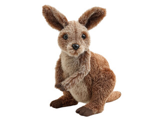 Naklejka premium PNG of A cute, plush brown kangaroo with large ears and gentle eyes, sitting quietly, exuding warmth and charm. - on Transparent or White BG
