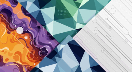 Abstract Geometric and Organic Digital Art Composition
