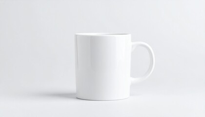 Fototapeta premium A traditional plain white ceramic coffee mug for a comforting hot beverage, isolated on a bright minimalist background for easy customization