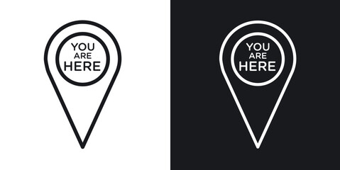 You are Here Pointer icon. Thin Linear Style Designs for web design and infographics