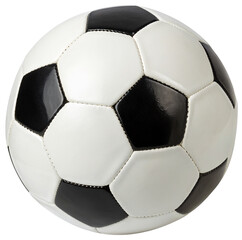Classic black and white soccer ball isolated on white background for sports and recreation themes