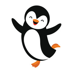 Happy Cartoon Penguin with Open Arms Ready for a Hug or Celebration