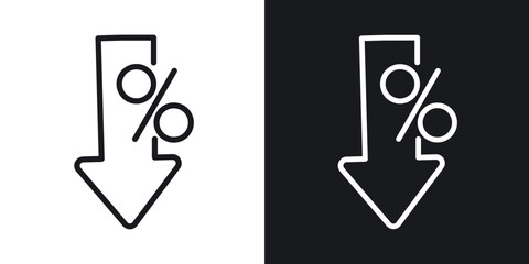 Percent down icon. Thin Linear Style Designs for web design and infographics © ramsey
