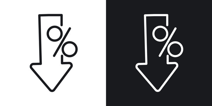 Percent down icon. Thin Linear Style Designs for web design and infographics