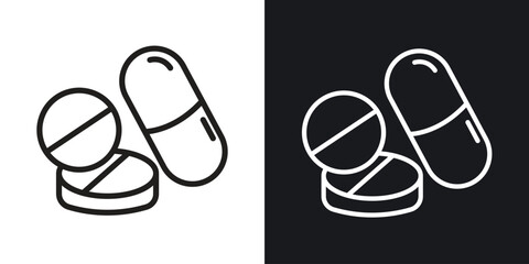 Medicine pills icon. Thin Linear Style Designs for web design and infographics