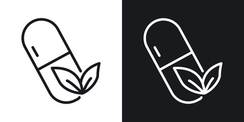 Herbal capsule icon. Thin Linear Style Designs for web design and infographics