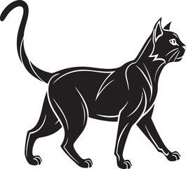 Black Cat Silhouette Walking Profile animal