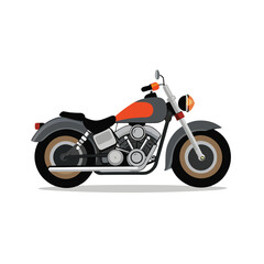Fototapeta premium Gray and orange cruiser motorcycle with chrome details on a white background bike