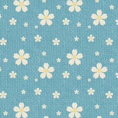 Blue seamless pattern with flowers