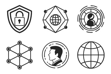 Security and network icons isolated on white background