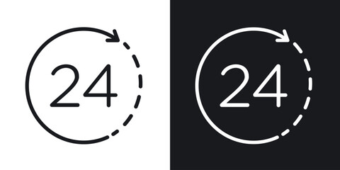 24 Hour time icon. Thin Linear Style Designs for web design and infographics