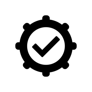 Gear and check mark symbol. Easy Installation icon vector. Quick settings icon