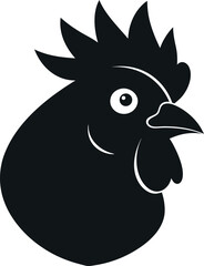 Rooster Head Silhouette Icon Isolated Vector