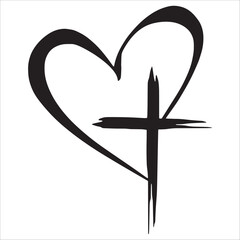 Brush Stroke Heart and Cross Symbol © davian