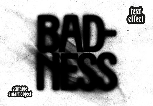 Grunge Blurred Text Effect with Dark Spray Texture