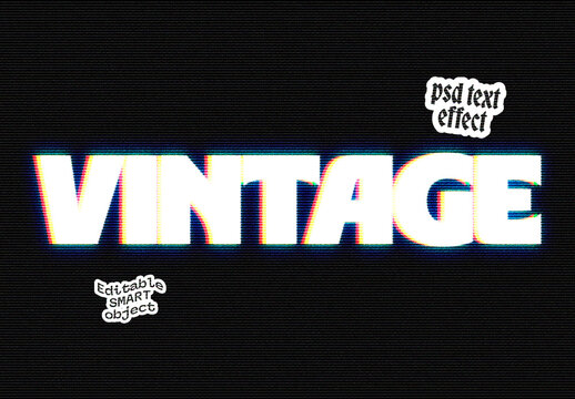 Vintage Glitch Text Effect with CRT Screen Texture