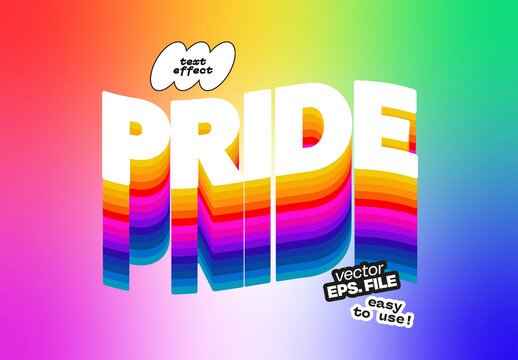 Bold Layered Pride Text Effect with Rainbow Gradient