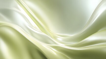 Elegant Light Green Abstract Waves Background with Smooth Flowing Pearlescent Sheen