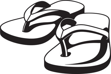 Fototapeta premium Black and White Flip Flop Vector Illustration