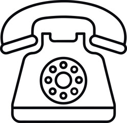 Outlined Vintage Rotary Telephone Icon Vector