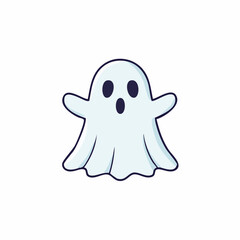 Fototapeta premium drawn ghost icon in doodle style. Mark point icon design collection for halloween design element