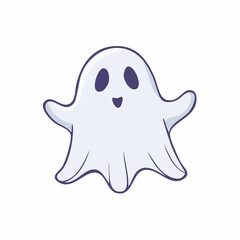 Fototapeta premium drawn ghost icon in doodle style. Mark point icon design collection for halloween design element