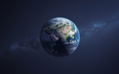 Fototapeta premium Title A stunning high resolution 3D rendering of Earth from space showcasing its vibrant blue oceans
