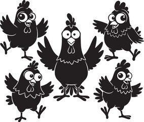 Cartoon Chicken Vector Outline