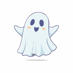 Fototapeta premium drawn ghost icon in doodle style. Mark point icon design collection for halloween design element