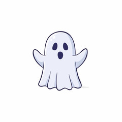 Fototapeta premium drawn ghost icon in doodle style. Mark point icon design collection for halloween design element