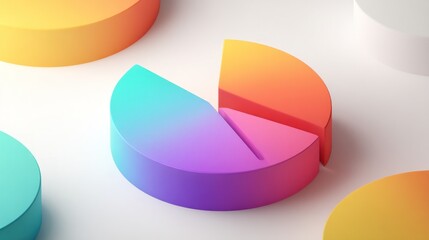 Obraz premium Colorful Pie Chart Segments on White, Business Data Visualization