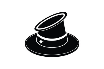 Black and White Magician Hat with Star Silhouette