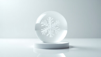 Elegant Detailed Snowflake Inside A Snow Globe Decoration Holiday Theme