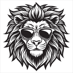 Obraz premium Cool Lion Head with Sunglasses