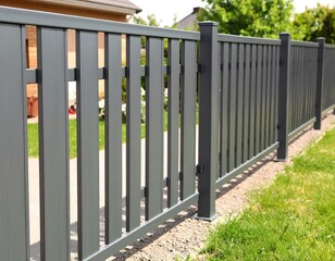 Gray fence panels
