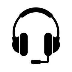 Fototapeta premium Headset microphone icon silhouette on white