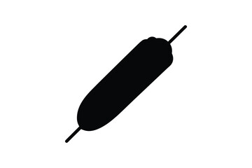Simple Corn Dog on a Stick Illustration in Black Silhouette