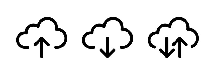 Cloud download and upload icon set