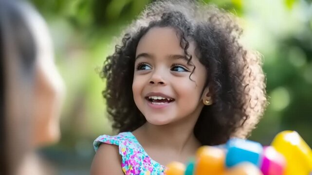 Adorable Little Girl Sharing Toys with a Friend, Happy Childhood Video