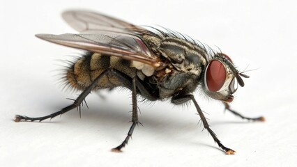 Fototapeta premium Housefly on studio background