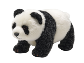 PNG of Adorable stuffed panda bear toy, perfect for cuddles and playtime, featuring a soft white body and black accents. - on Transparent or White BG