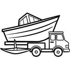 Close-Up of Dump Truck and Boat on Rural Trail"