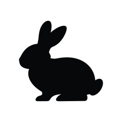 Obraz premium Black Rabbit Silhouette Vector - Bunny Icon Design