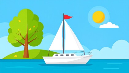 Sailing boat near a tree
