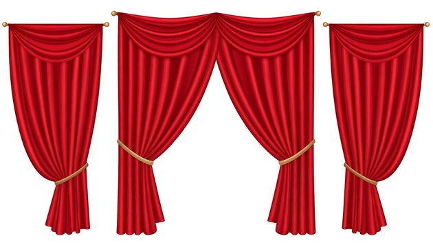 Red curtains set, various styles - Powered by Adobe