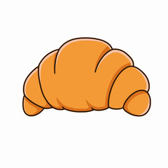Vector cute croissant is isolated on the white background