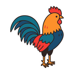 Fototapeta premium Colorful Cartoon Rooster Illustration Isolated on White Background